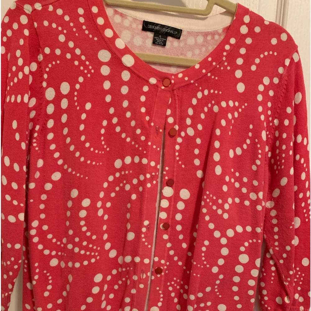 Pink & White  three-quarter sleeve button down cardigan